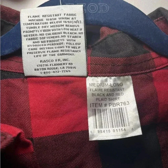 NWT RASCO FR Shirt Mens Large Buffalo Plaid Long Sleeve Flame Resistant Button - Picture 4 of 15